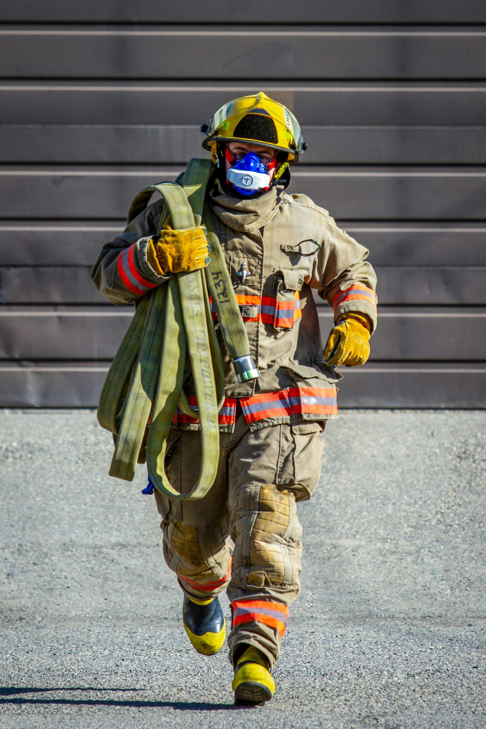 Photo of a Running Firefighter